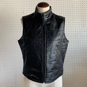 Gap black leather vest vintage motorsports